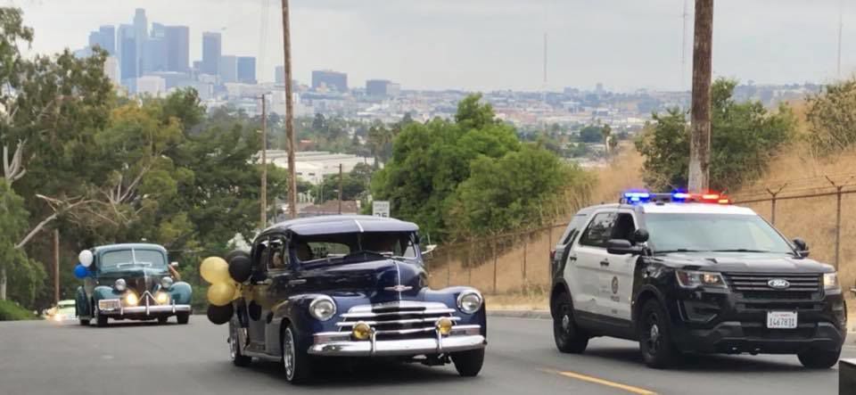 Old car and police car